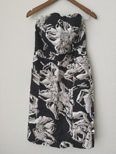 Banana Republic Brown and White Floral Pattern Strapless Dress NWOT