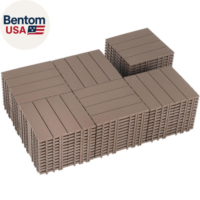 72 PCS Plastic Interlocking Deck Tiles - 12'' X 12'' Waterproof Indoor Outdoor Flo