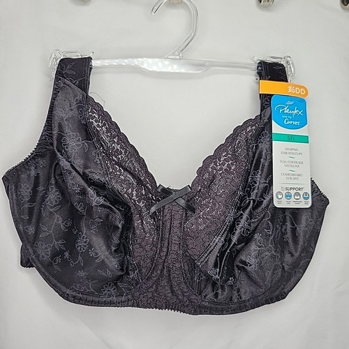 Playtex Curves 36DD Florals Underwire Bra Women Lift Black New with Tags