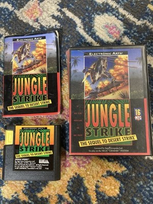 Jungle Strike (Sega Genesis, 1993) CIB W/ Case & Manual. Tested & Working