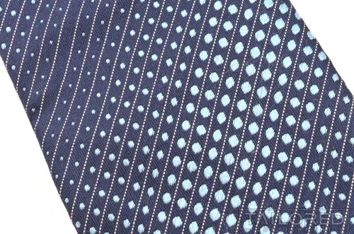 GIORGIO ARMANI Blue Geometric Dot Stripe 100% Silk Mens Luxury Tie - 3.50" - Picture 3 of 5