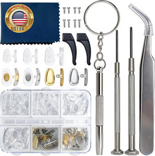 Eyeglass Nose Pads, 22 Pairs Screw-In Glasses Repair Kit, Equipped with Screwdri