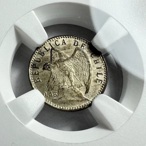 1919 Chile 5 Centavos 5c With Fineness NGC MS64