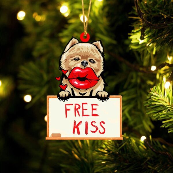 Pomeranian Free Kiss Christmas Ornament, Christmas Ornament, Dog Ornament