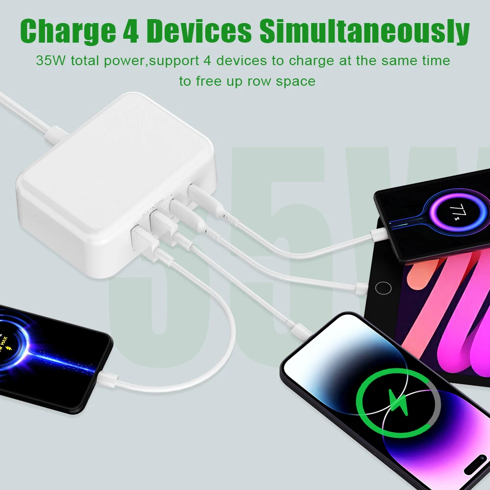 4 Port USB Hub Fast Wall Charger Station Multi-Function Desktop AC Power Adapter
