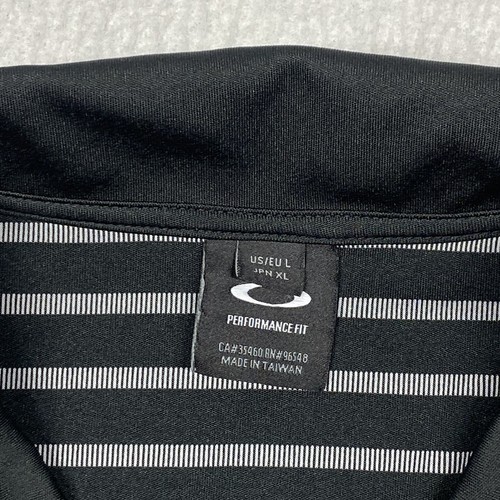 Oakley Polo Shirt Women's Large Black Striped Performance Knit Short Sleeve - Picture 3 of 7