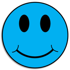 Blue Smiley Face - 100 Pack Circle Stickers 3 Inch - Smile Happy Colorful