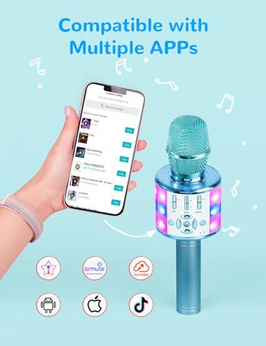 Kids Karaoke Microphone Machine Toys for Girlstooth Microphone with LED Blue - Picture 4 of 7