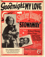 Goodnight My Love Shirley Temple in 'Stowaway' Original Sheet Music