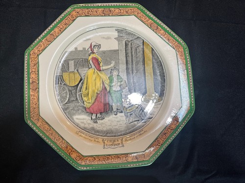 Antique Adams Tinstall England 4 pottery plates Cries of London 9.25” 19th cent. - Picture 3 of 9