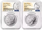 2024 $1 Morgan and Peace Silver Dollar 2pc Set - NGC MS70 FDOI  FIRST DAY ISSUE.