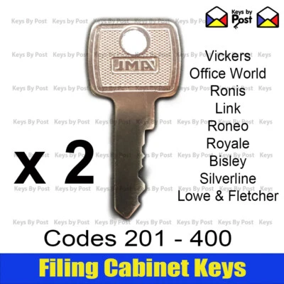 2 x Filing Cabinet Spare Keys Lowe & Fletcher Bisley Silverline Triumph Staples