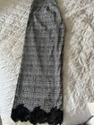 Women pants. River Island. Super high waist back/white plaid. Wide leg Lace trim — photo 5