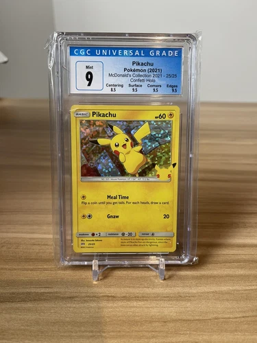 Pikachu Confetti Holo CGC 9 MINT McDonald’s Promo Pokémon card 25/25 Subgrades