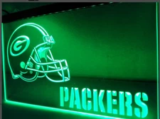 Packers Super Bowl Green Bay football Helmet LED Neon Light Sign bar man cave