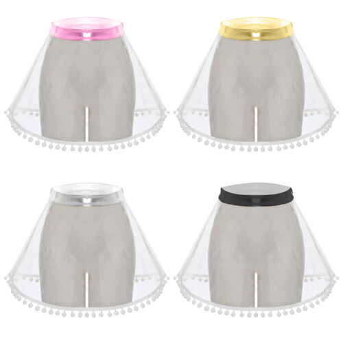 Womens Skirt Cover Up Clubwear Transparent Lingerie Metallic Playsuit Sexy PVC - Afbeelding 1 van 51