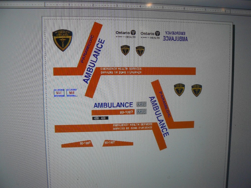 Ontario Health Services  Ambulance Decals 1:24
