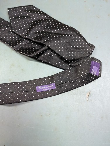 100% Authentic Polo Ralph Lauren PURPLE Label Silk Black Tie, Italy Hand Made - Picture 4 of 4