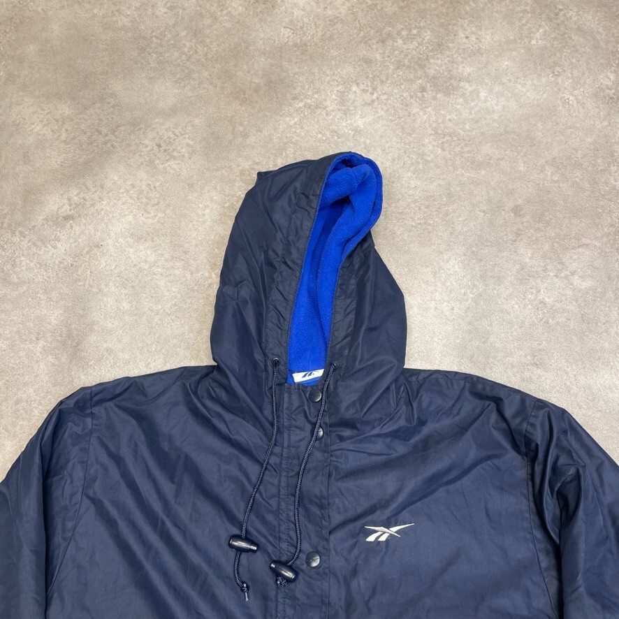 Reebok Rain Jacket Womens Y2K Fleece Lined Full-Zip Windbreaker, Navy, Medium image 9