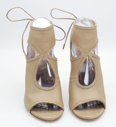 Aquazzura Firenze Women's Size US 9 EU 39 Tan Suede Open Toe Stiletto Heels VG+ - Picture 4 of 11