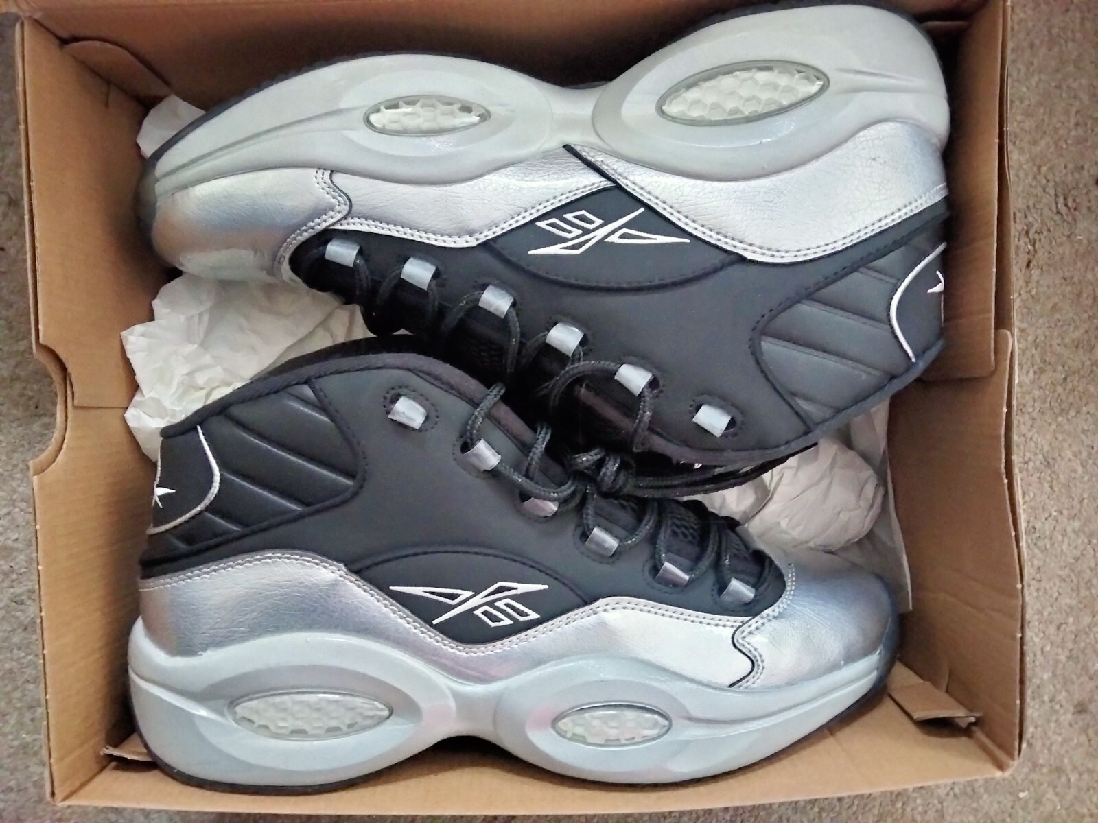Reebok Question Mid Motorsport Allen Iverson Black And Silver