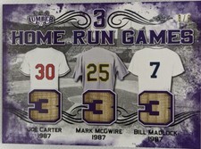 Mark McGWIRE Joe CARTER Bill MADLOCK 2021 Leaf Lumber TRIPLE Game Used BAT #6/9