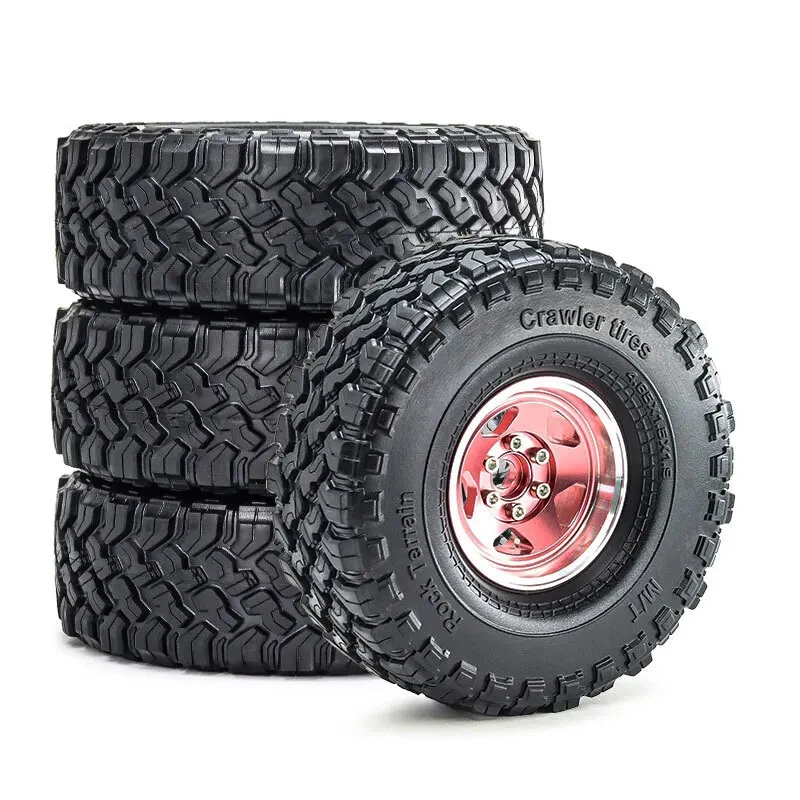 4pcs 120mm 1.9" Metal Beadlock Wheel Rim Rubber Tire Set for 1/10 RC Crawler Car - Image 2 of 4