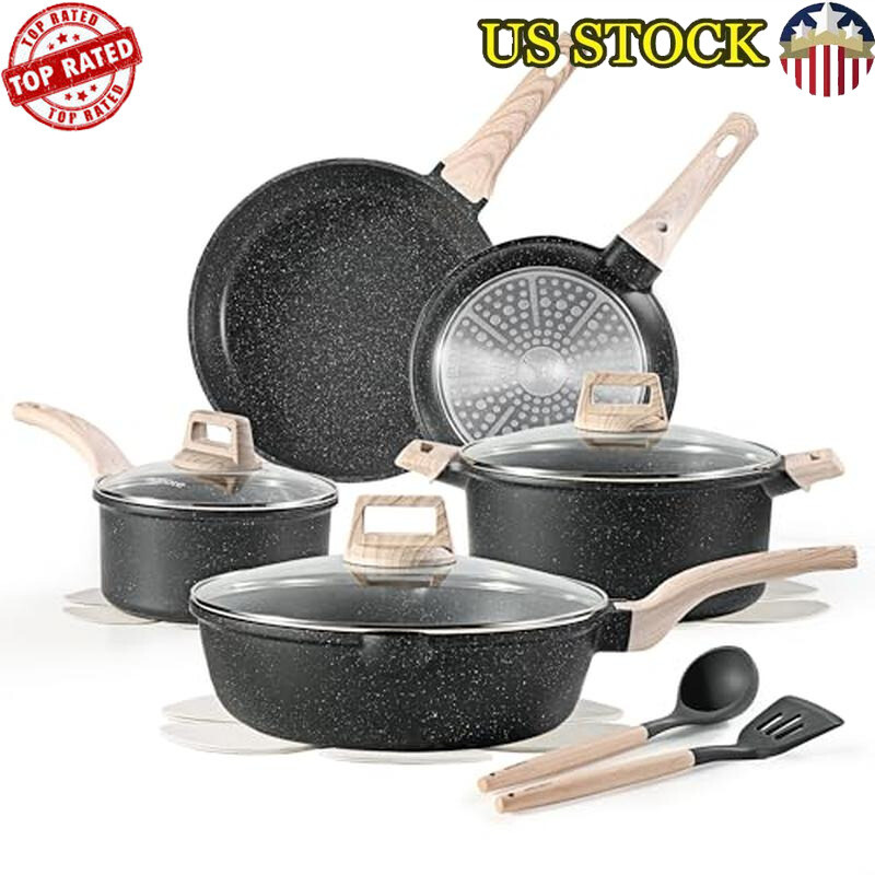14Pcs Pots Pans Set Non Stick Cookware Set Induction Cookware Granite Cooking