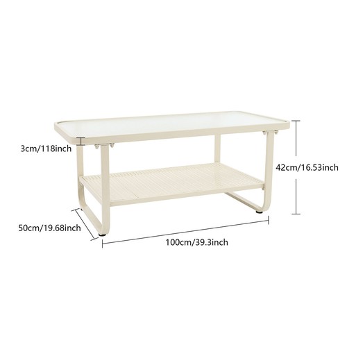 Floor Standing 2-Tier Rectangle Coffee Table Office & Home Multi-Use - Picture 2 of 19