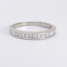 14k White Gold Diamond Wedding Anniversary Band Ring Princess Cut Channel Set