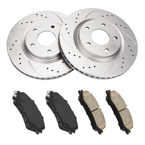 Front Drilled Rotors & Ceramic Brake Pads For Nissan 2014 2015 2016 2017 Rogue - Picture 3 of 12