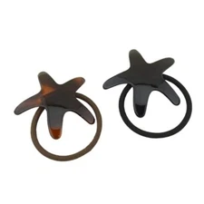 French Sleek Star Brown Shell N Black Set of 2 Cellulose Hair Bands Non Slip ...