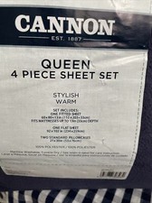 New CANNON QUEEN 4 PIECE SHEET SET Stylish Warm Deep Sheet Set Navy