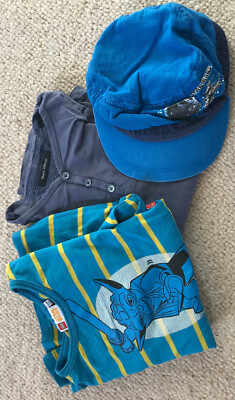 STAR WARS Kids Set Boys Size 128: 2 Long Sleeve Shirts & Great Baseball Cap Blue 