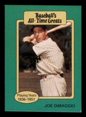 1987 Hygrade All-Time Greats #29B Joe DiMaggio Hat Logo Not Visible Yankees HOF