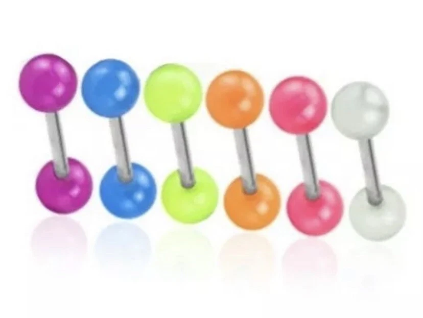 3 PACK 14g 5/8" GLOW IN THE DARK Tongue/Nipple Ring. Rave Party. HALLOWEEN 🎃 - Image 4 of 4