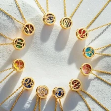 Horoscope Personalised Pendant Necklace, Sparkling Birthstone Zodiac Jewellery