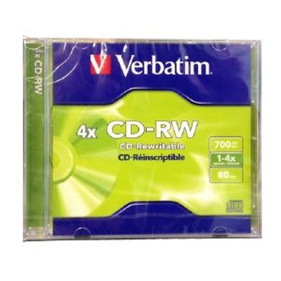 Verbatim CD-RW Jewel Cased 4x Schreibgeschwindigkeit 700MB wiederbeschreibbare CD Leer Rohling NEU
