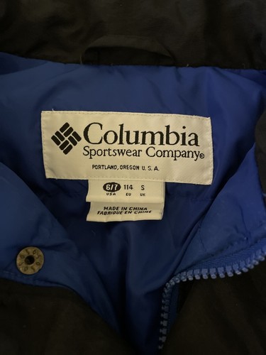 Columbia Boys Down Jacket Size 6 - 7 Ski Winter Coat Blue Black Snowboarding - Picture 4 of 12