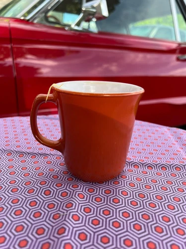 Vintage Corning Burnt Orange/Dark Pumpkin Mug D Handle USA Made