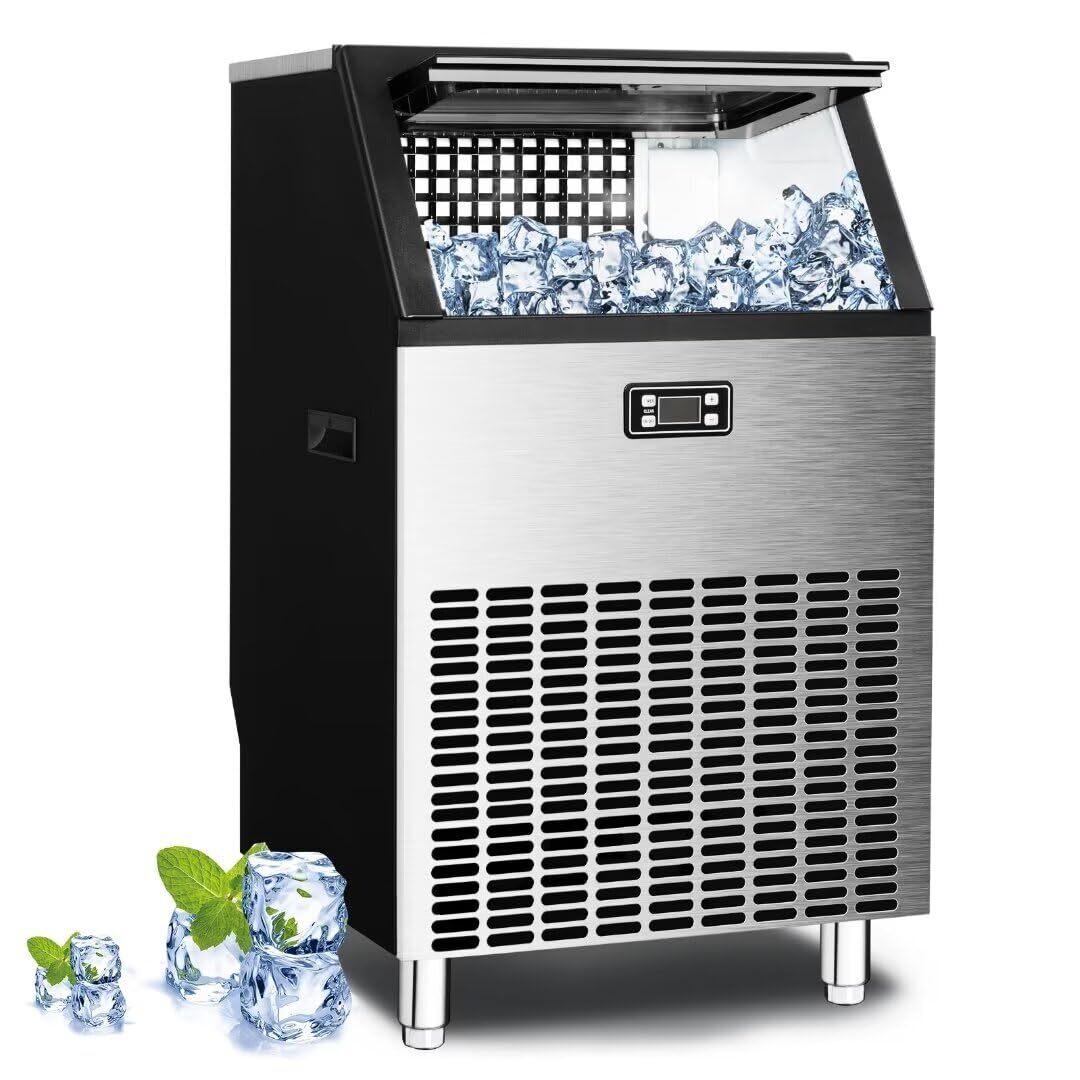 Commercial Ice Maker 265lbs/24h with 55lbs Storage Bin for Square Cubes