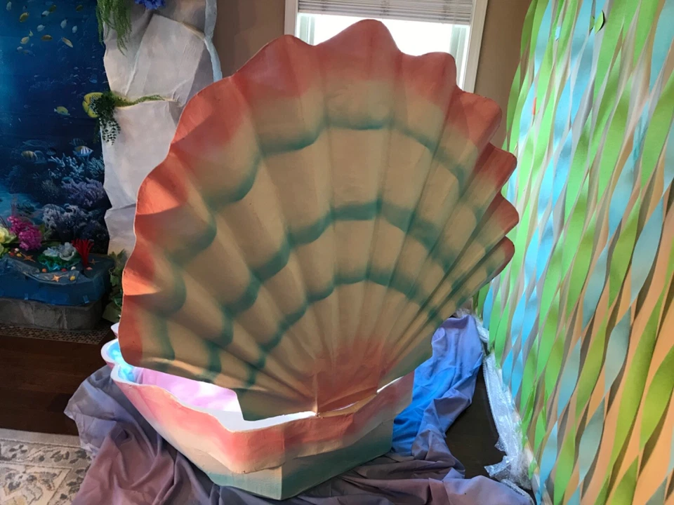 Molusco para sessão de fotos Disney Giant 5 SeaShell com cama de pérolas rosa e pérola - Imagem 3 de 4