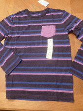 Cat Jack Striped LS Tee Shirt With Pocket Child Size 4-5 S Cotton Blend