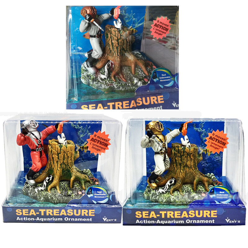その他 shi Undersea DIVER WITH EEL Air Driven Ornament Aquarium Tank