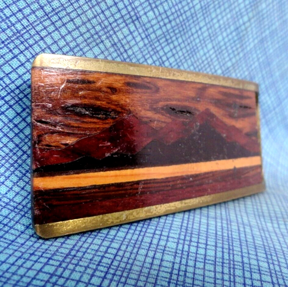 异国情调的木质景观镶嵌礼服皮带扣山脉复古 70 年代工匠 .NOX116 — 第 4/4 张图片