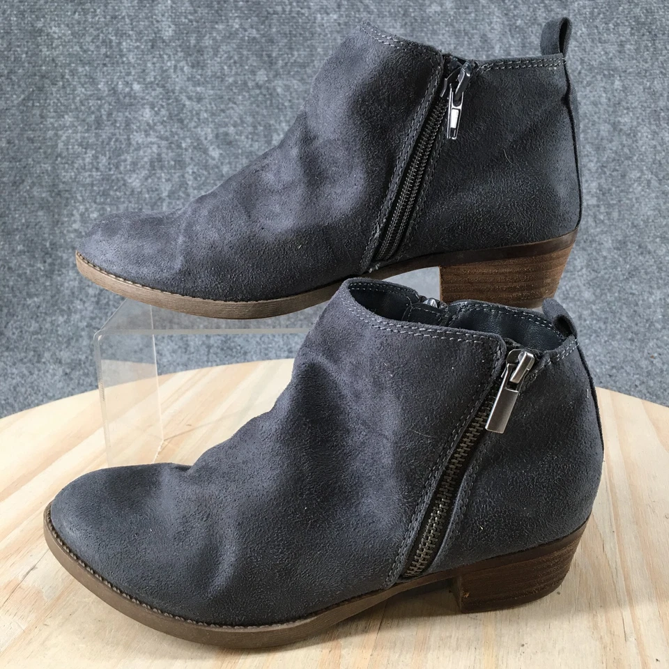 Carlos Boots Womens 6.5 M Brianne Ankle Booties Heels Side Zipper Blue Fabric - Image 2 of 4