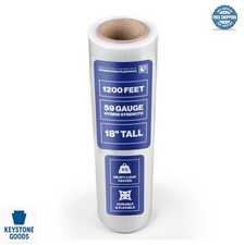 Stretch Film Wrap 18 x 1200 Feet 500 Stretch Ability Plastic for Moving