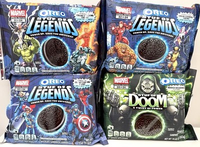 New MARVEL Oreo Stuff Of Legends Cookies Complete Series 1-4