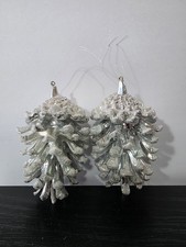 2 Silver Glitter Pinecone Ornaments