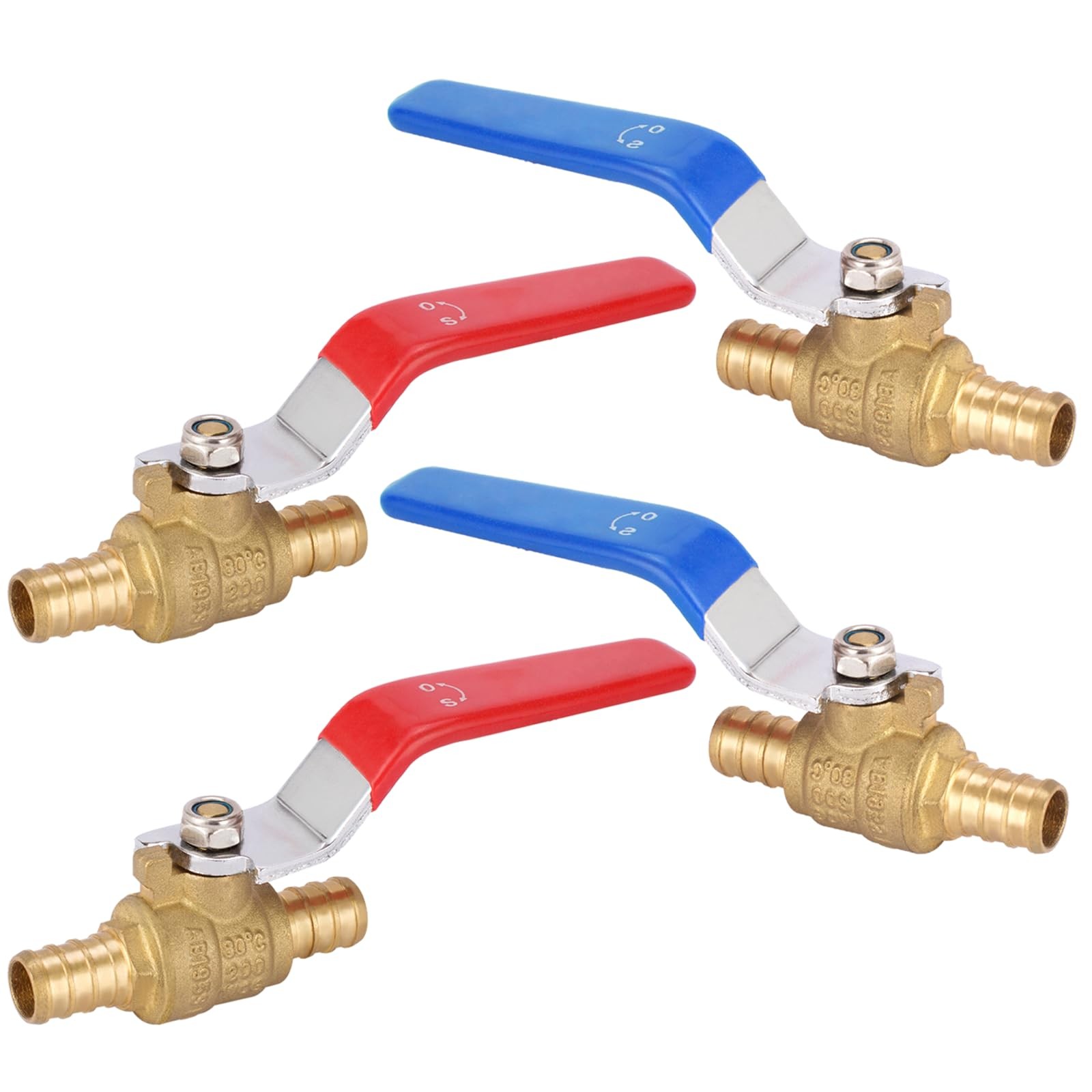 4 PCS 1/2 Inch Brass Crimp PEX Ball Valve 1/4 Turn Shut Off Plumbing Fitting